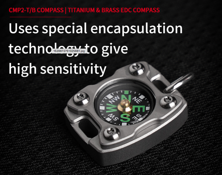 MecArmy CMP2, Sandblasted, EDC Compass, With Fluorescence Glow,Beaded Chain used