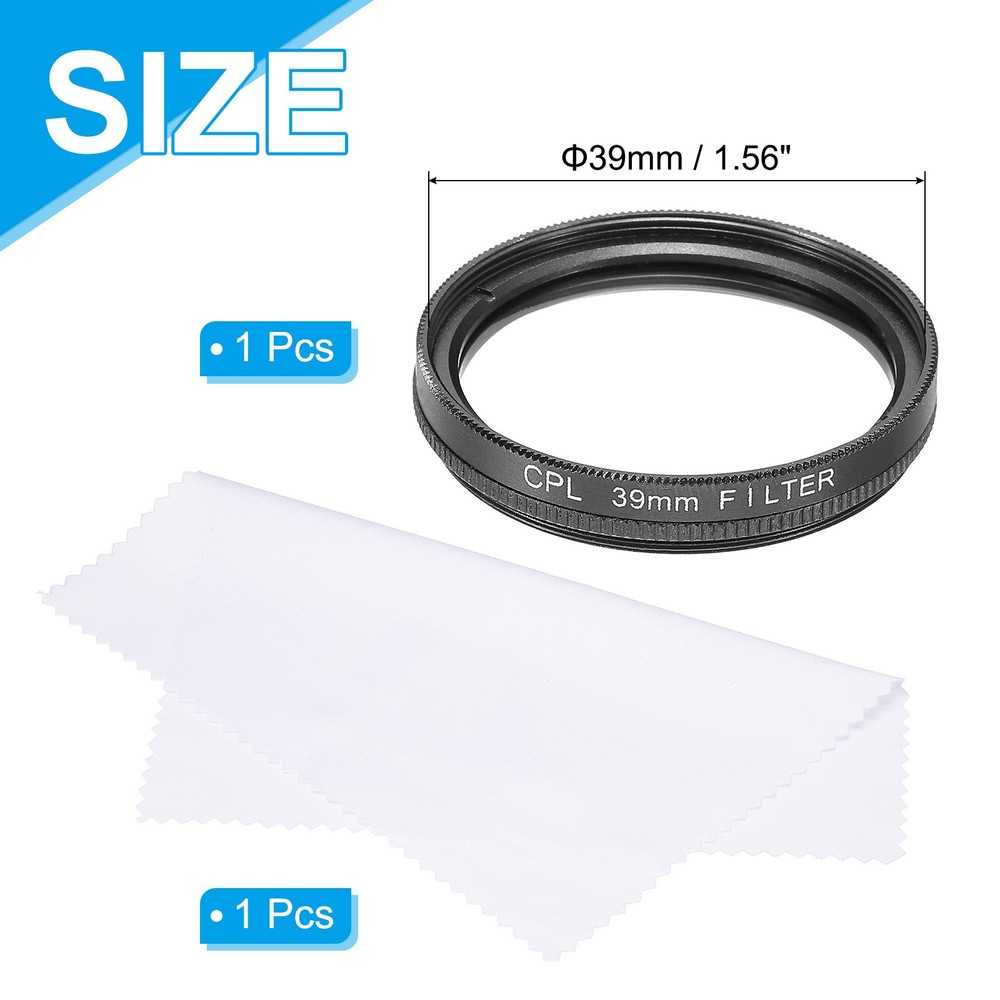 39mm Circular Polarizer Filter, Polarizing Filter with Cleaning Cloth