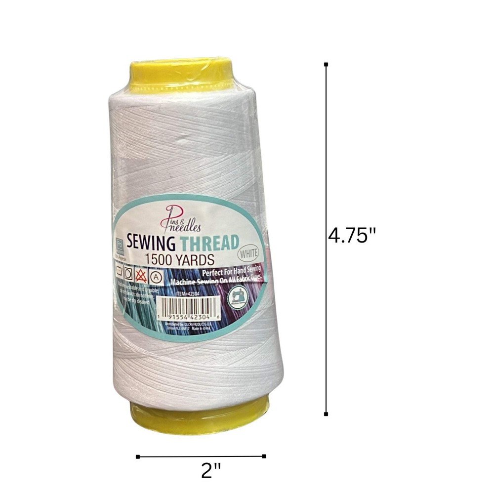 1500 Yards Pins & Needles Sewing White Thread:1 Pack