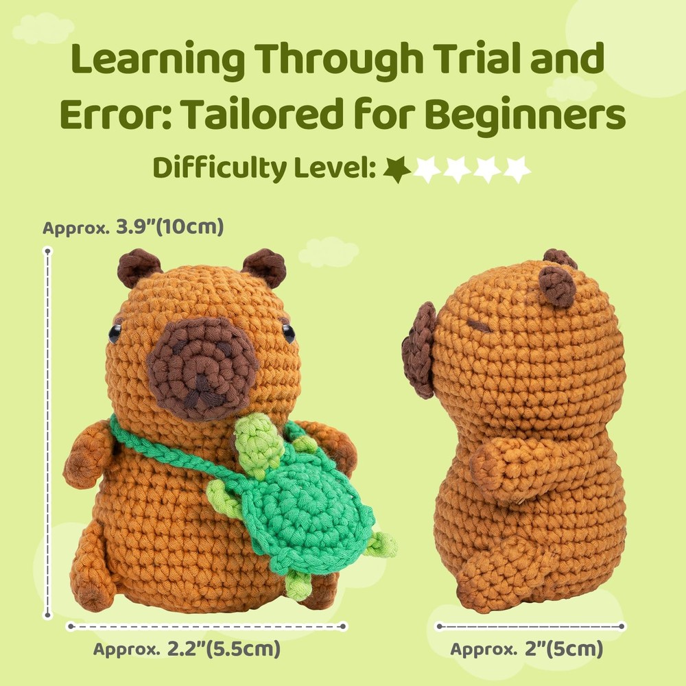 Crochet Kit for Beginners Level 1 with 40% Extra Eco-Friendly Pre-Started Eas...