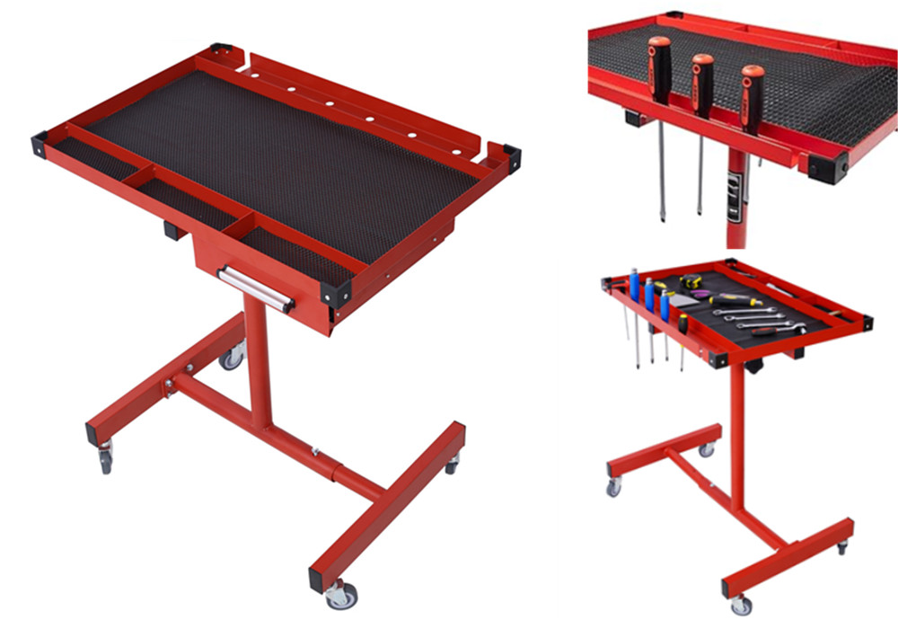 Adjustable Tear Down Work Table w/ Drawer 220LBS Load w/Casters Tool Storage