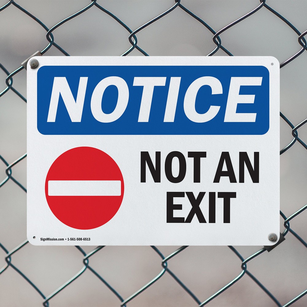 (2 Pack) Not An Exit OSHA Notice Sign Decal Metal Plastic