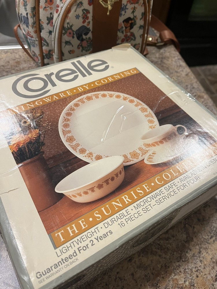 Vintage Corelle golden butterfly dinnerware set.