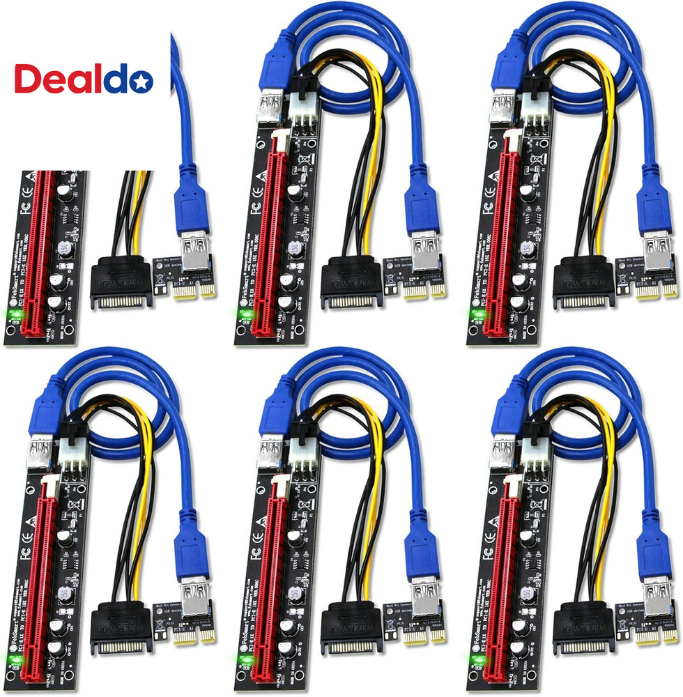GPU Riser for Ethereum Mining Rigs, PCIE Risers for ETH Mining Rigs, 6PCS Black