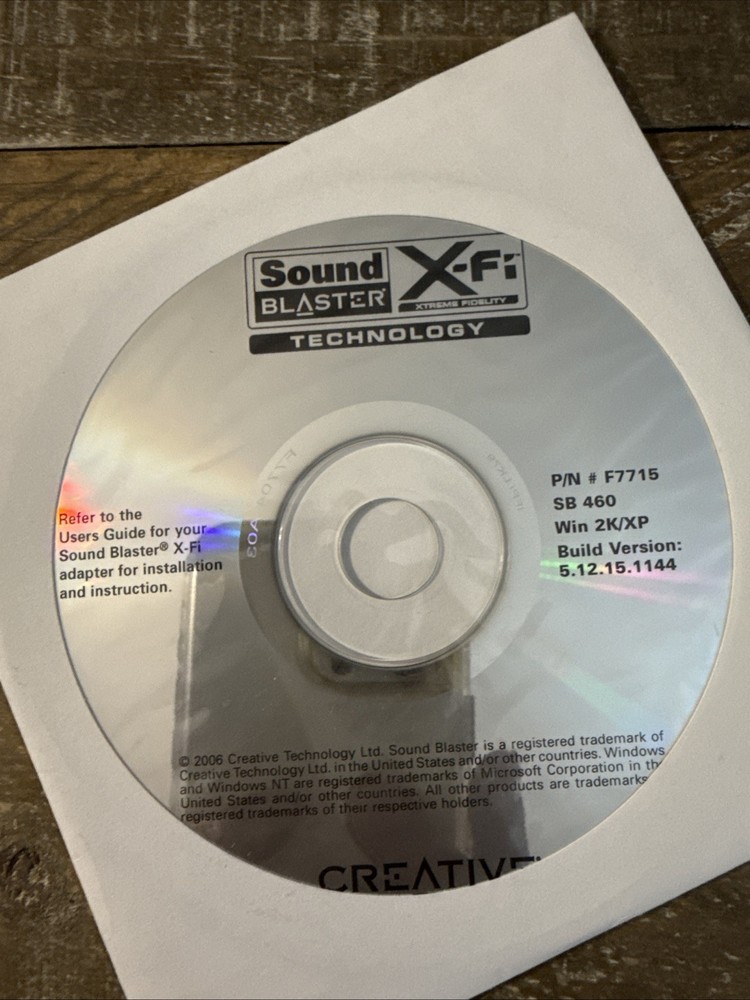Sound Blaster X-Fi Technology Software PC Cd Rom