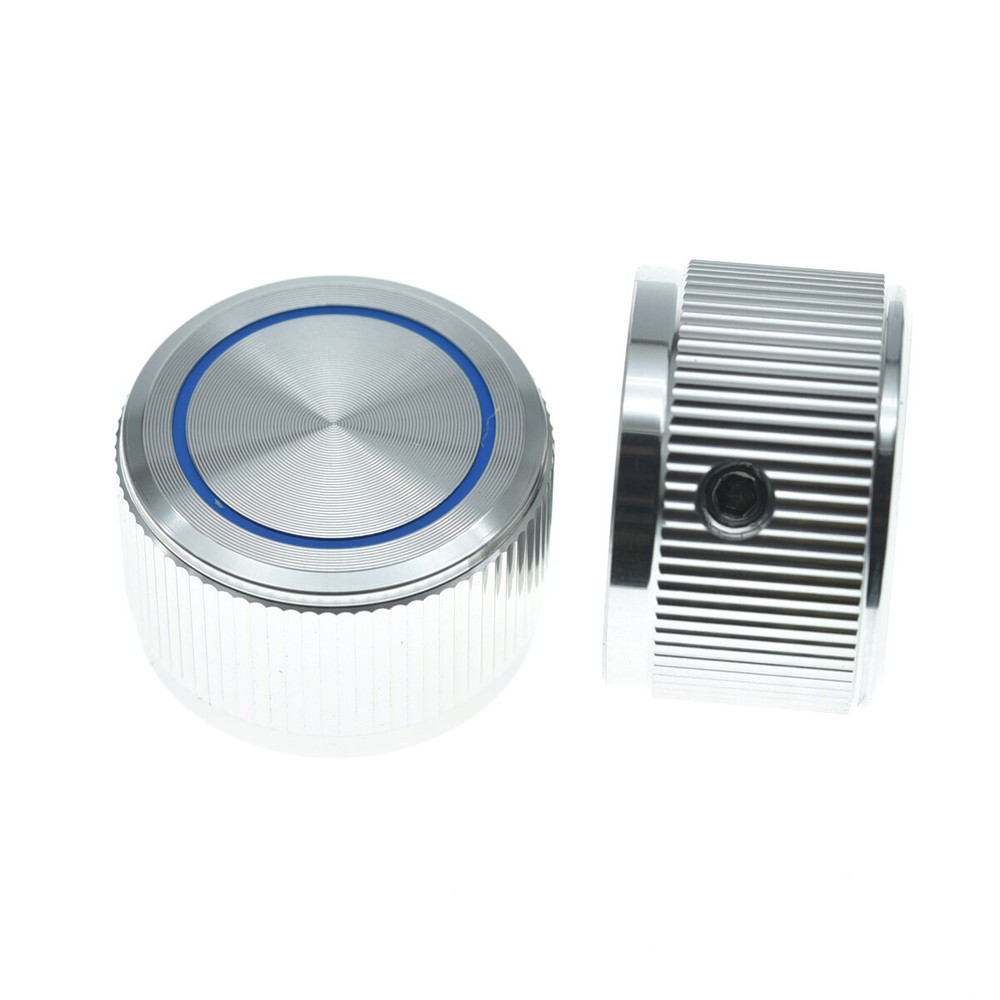 4pcs 63/64"(25mm)Diam. Aluminium Pot Knobs 1/4" Pot Knobs with Blue Circle