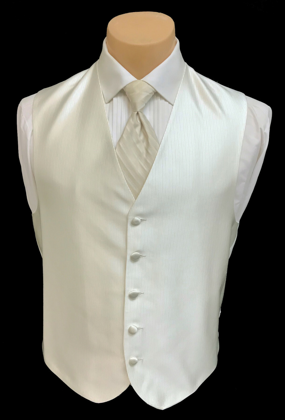 Men's Ivory Off-White Joseph Abboud Tuxedo Vest & Tie Groom Wedding Prom Mason