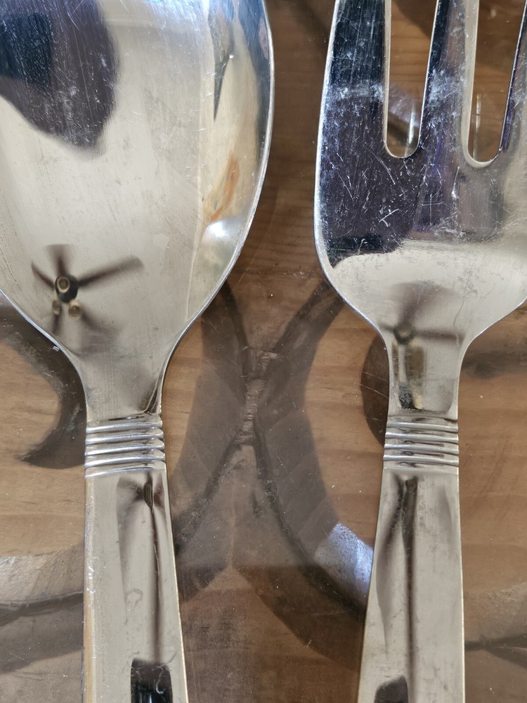 2 Piece 10" Serving Set Oneida Stainless Glossy Flatware Serving Spoon & Fork