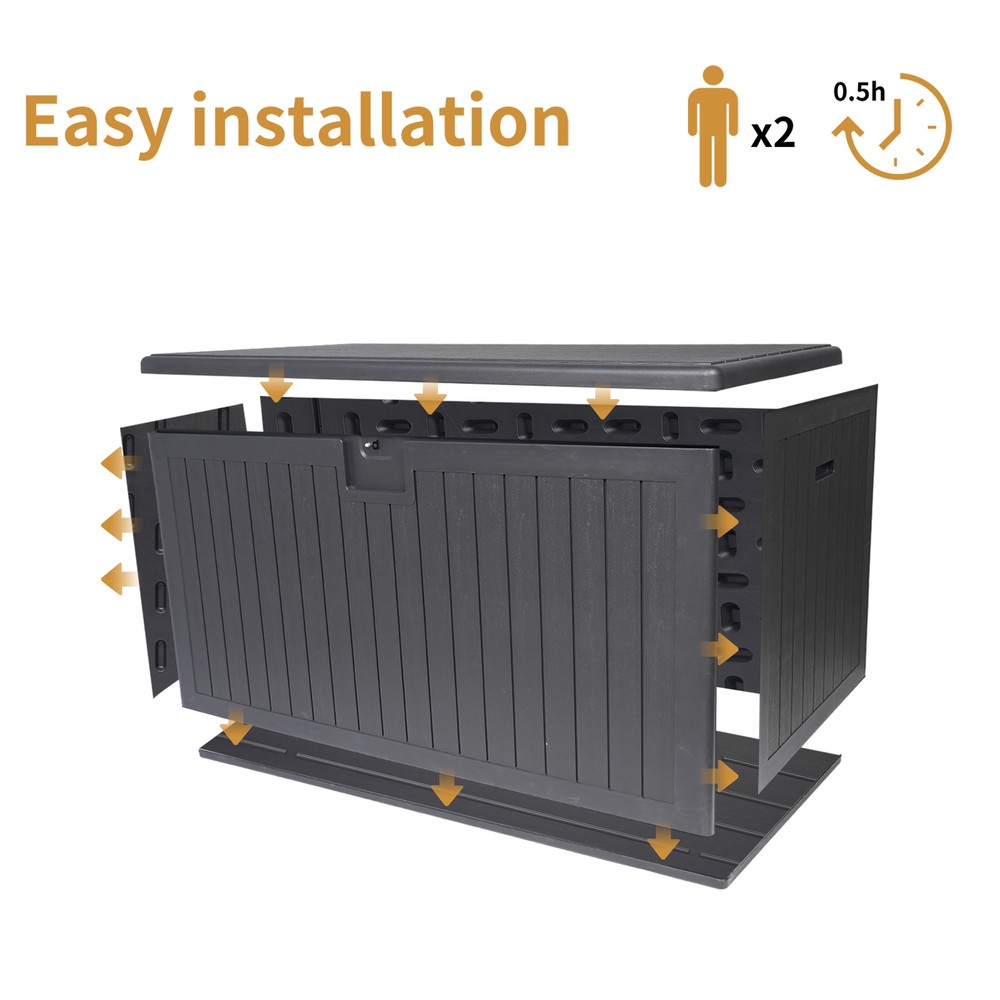 260 Gallon Resin Outdoor Deck Box Storage Box Multi-function Container Lockable