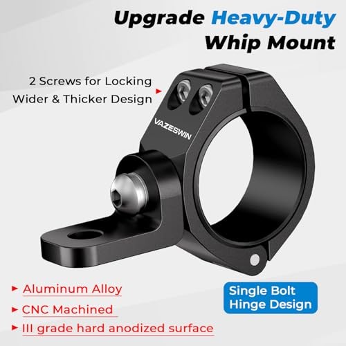 2PCS Thickened UTV Whip Light Mount, Solid Aluminium Alloy UTV Flag Mount,