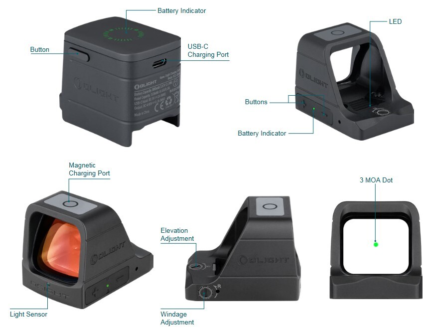 Olight Osight Red - See the Power, 3 MOA, Industry's 1st Magnetic Charging Cover
