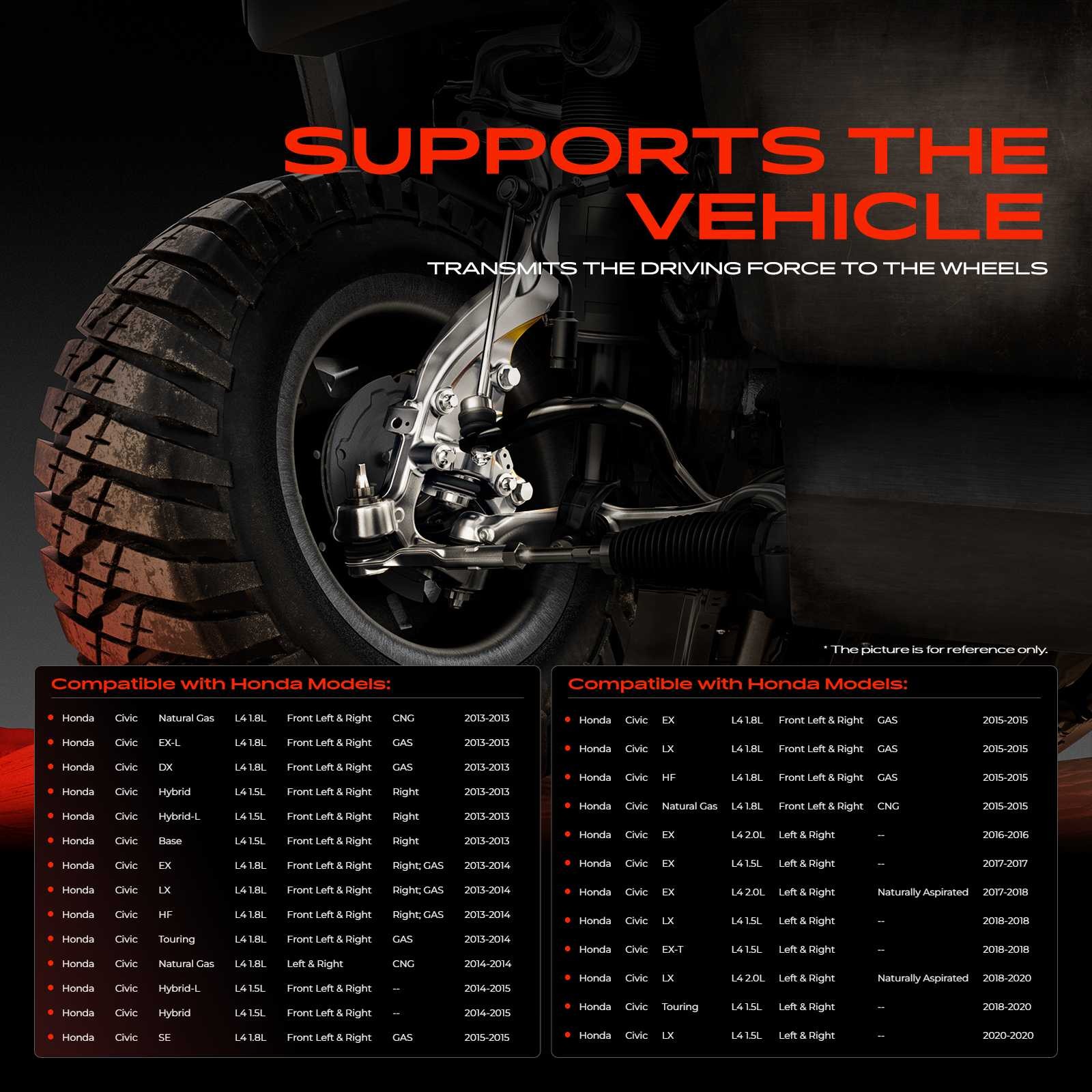 2x Front Left & Right Steering Knuckle for Honda Civic 2013-2020 1.5L 1.8L 2.0L