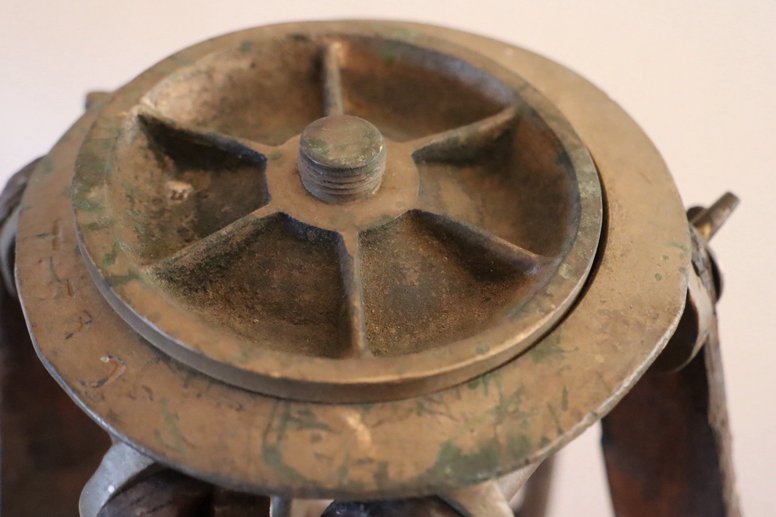 Antique Wood Survey Tripod Oak And Brass