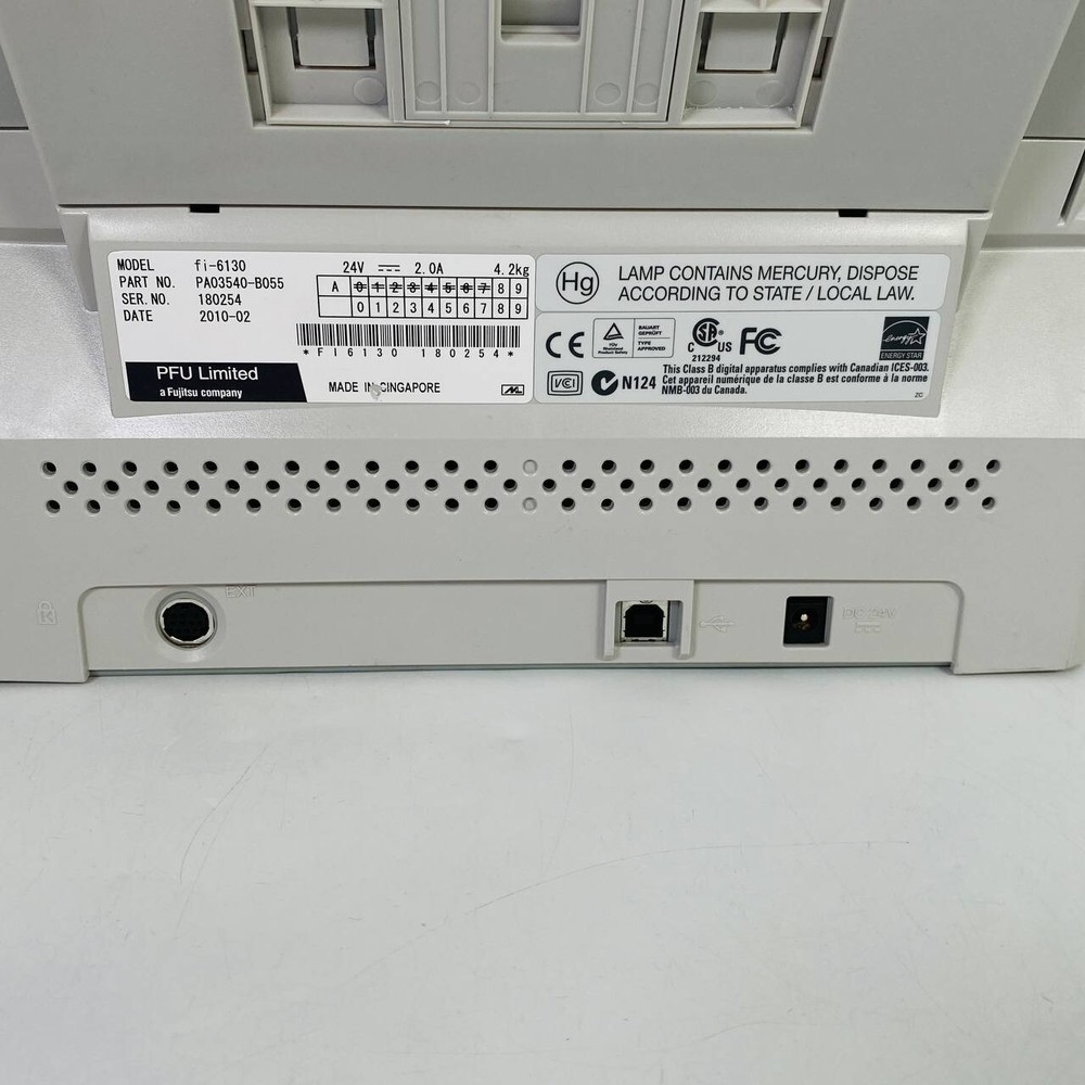 Fujitsu Fi-6130 Document Scanner w/Adapter/USB/Setup Drivers ZERO ROLLERS COUNT!