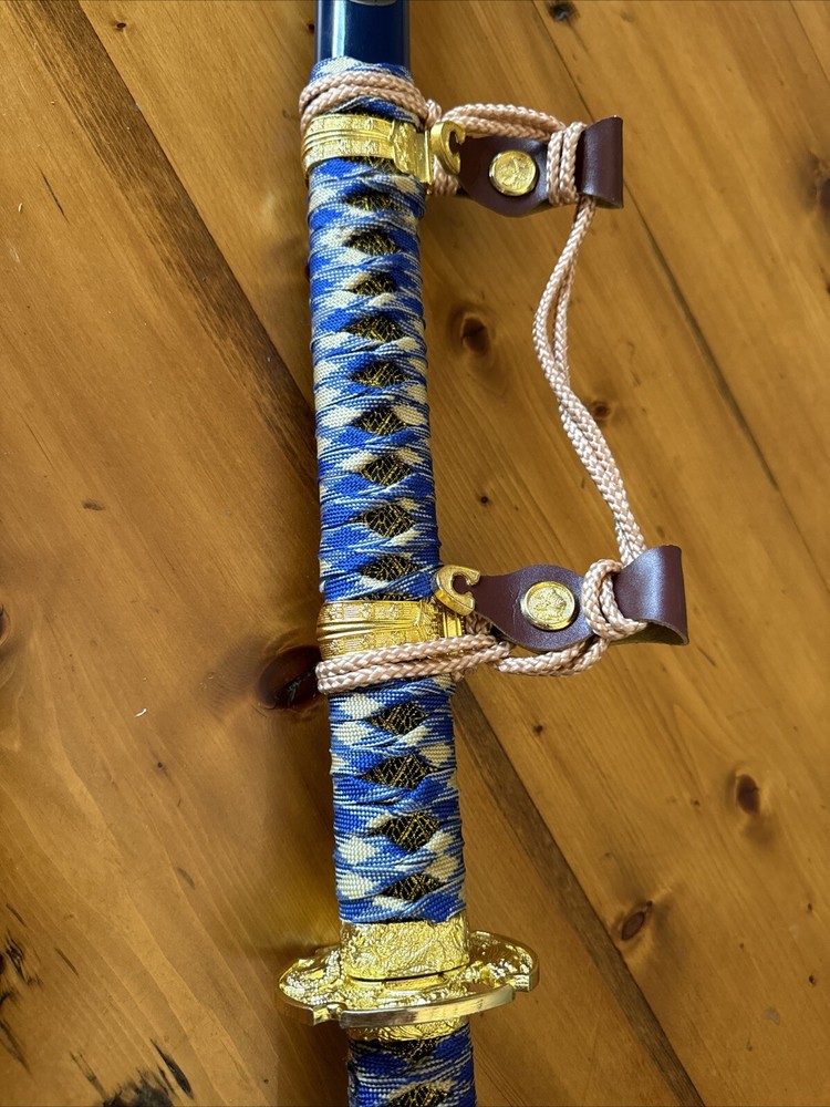SAMURAI SWORD BLUE W/ CURVED HANDLE 43"