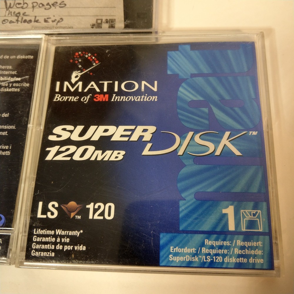 Imation Super Disk Drive PARALLEL External PC-Mac 120 MB with 5 Disks, Software