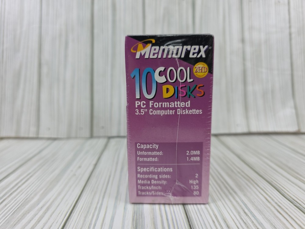 10 Pack Memorex 2HD 3.5" Computer Diskettes PC Format Cool Disks -New Sealed
