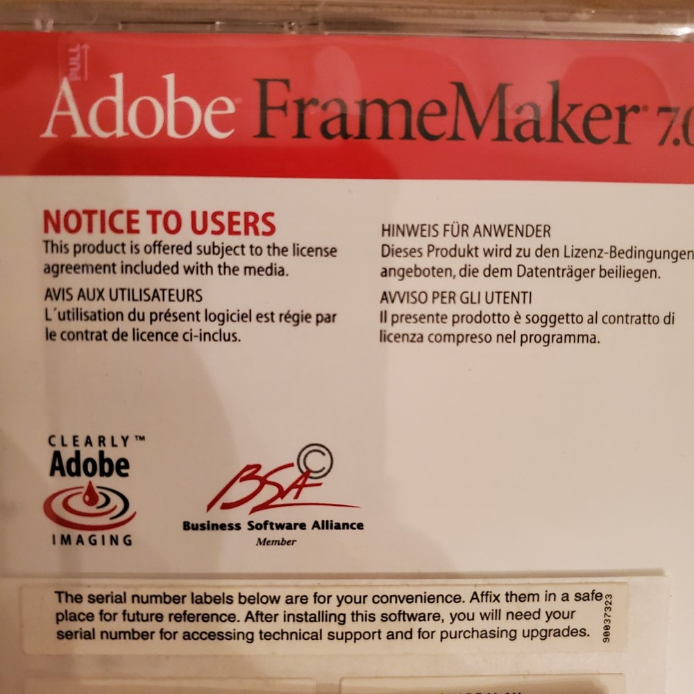 Adobe FrameMaker 7.0 for Windows & Serial Number