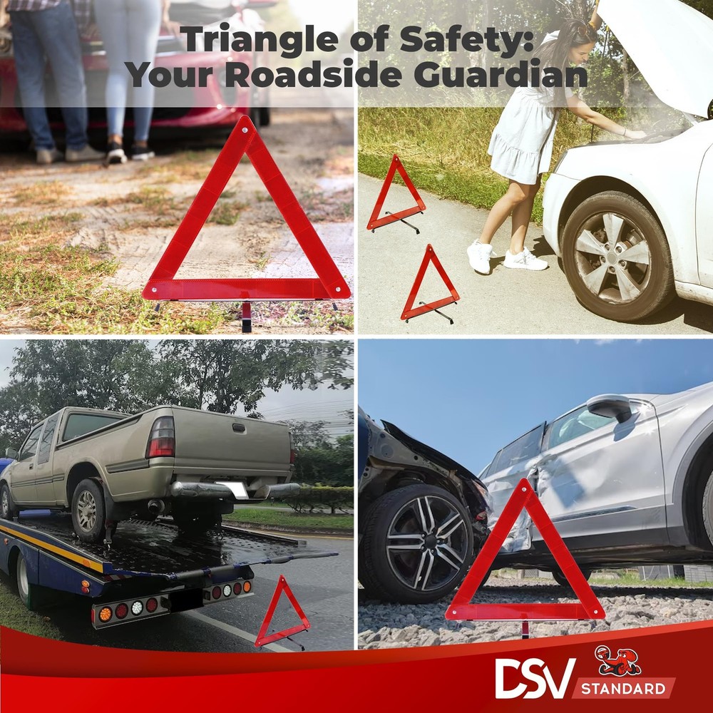 DSV Standard Warning Triangles, Reflective Triangles with Reinforced Cross...