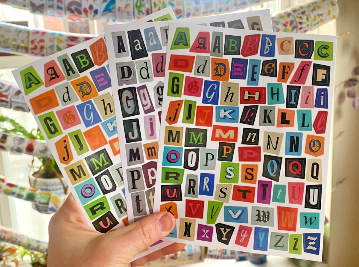 Random Lot Of 3 Alphabet Letter Sticker Sheets: Perfect for Junk Journaling!
