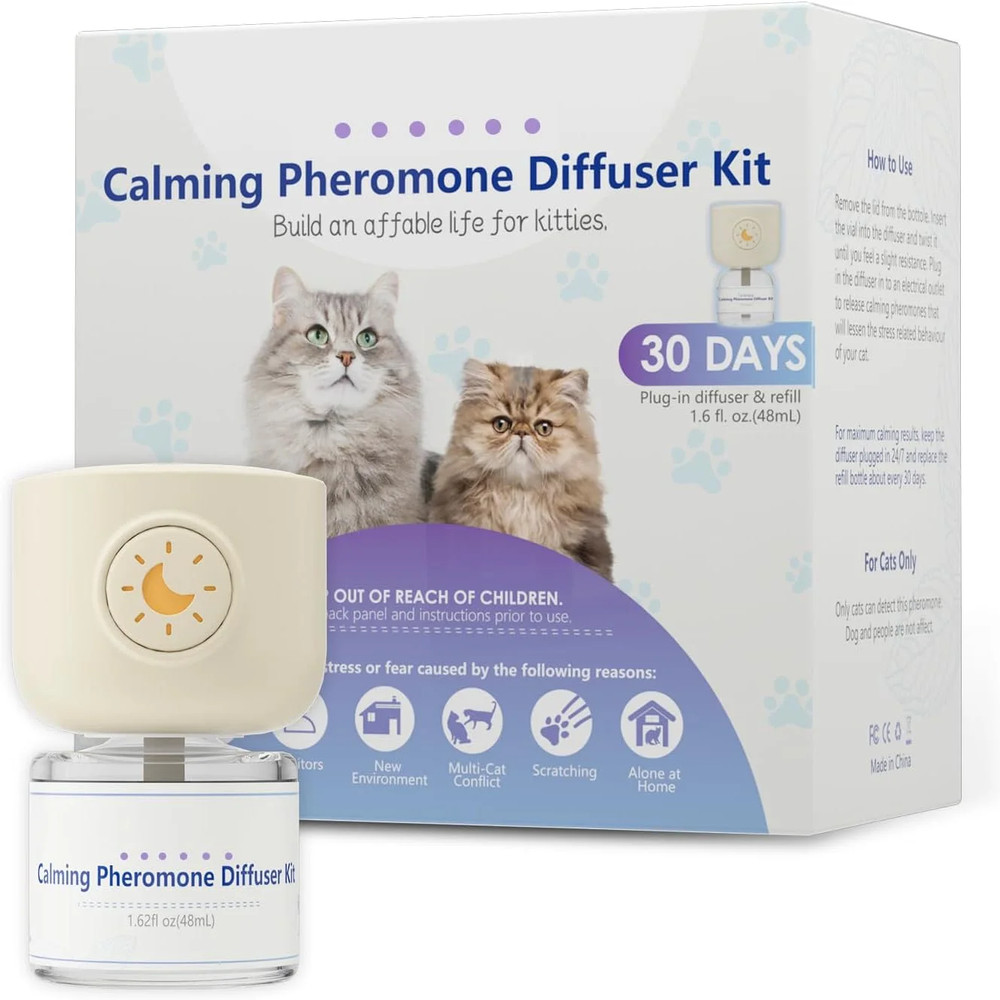 Cat Pheromones Calming Diffuser, 2 in 1 Cat Calming Starter Kit (Diffuser Head +