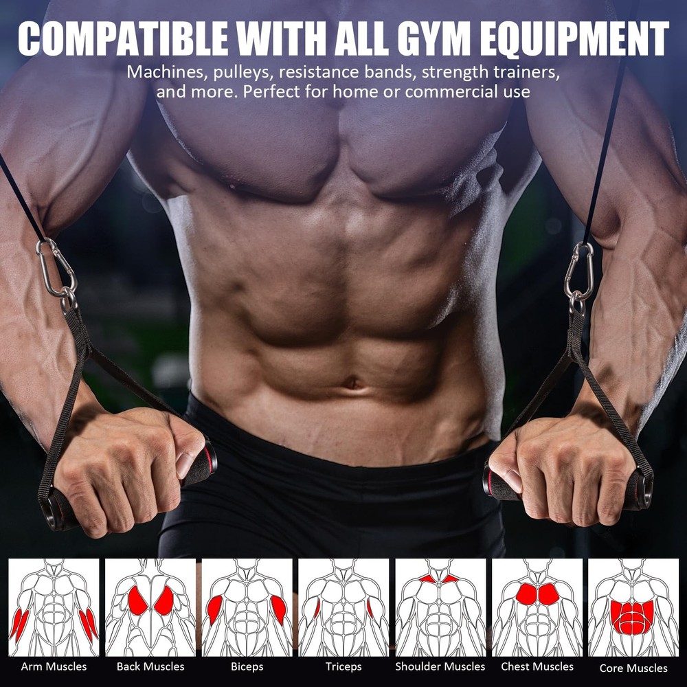 2 Pack Upgraded Exercise Handles, Gym Handle Equipment for Cable Machine Attach