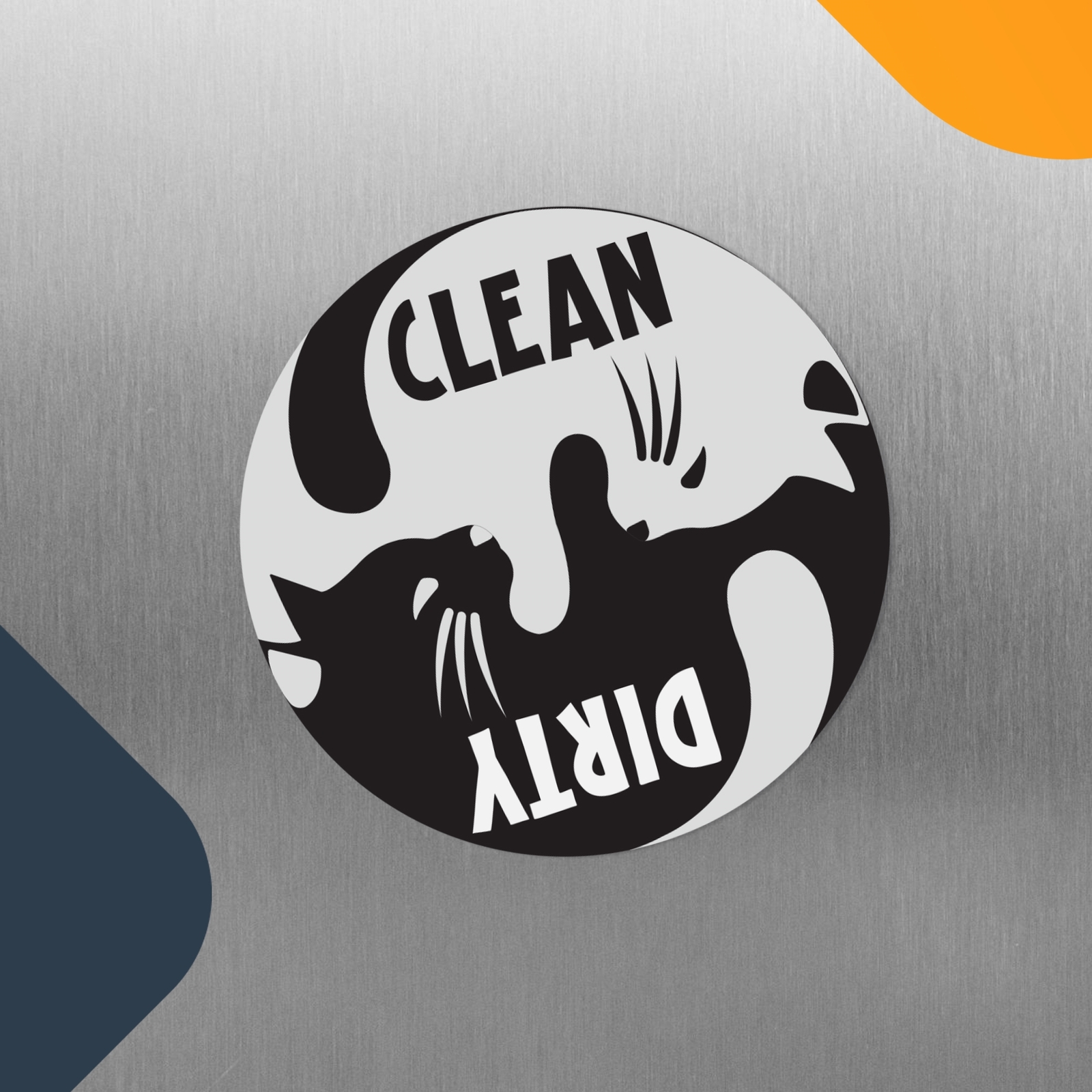 Clean Dirty Cat Dishwasher Indicator Magnet Decal, 5 Inch, Kitchen Magnet