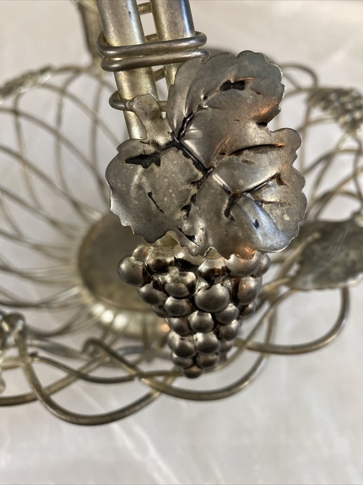 Vintage Godinger Silver Art Grape Leaf Basket Silverplate Fruit Centerpiece