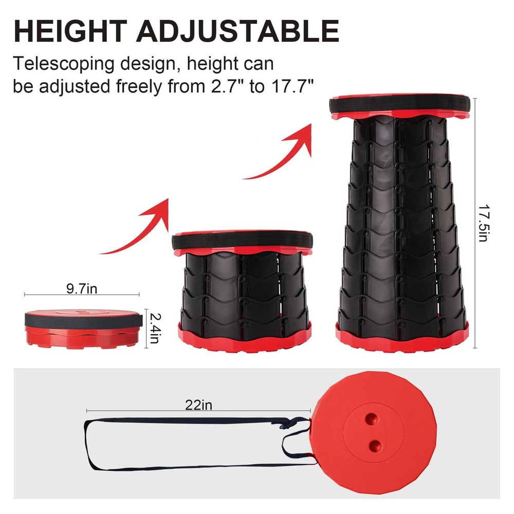 Collapsible Camping Stool Foldable Telescopic Retractable Sitting Camp Chair