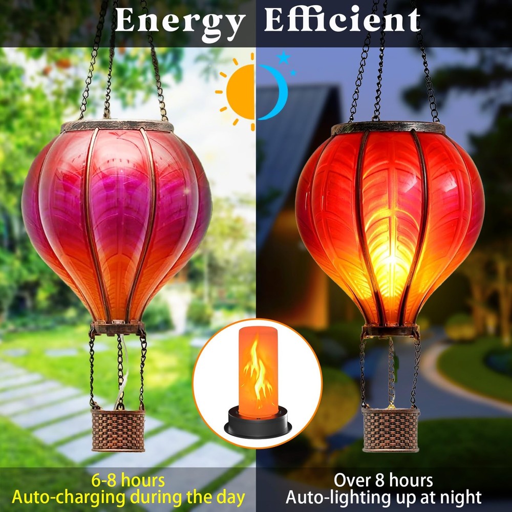 2 Pack Solar Light Replacement Top with Flickering Flame, 2 pack, Black