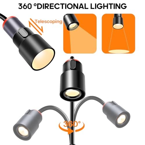 LED Wall Mounted Reading Light, Book Light for Reading in Bed with Touch Black