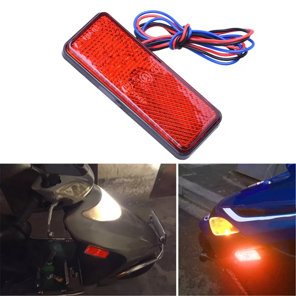 1.5" x 3.5" Rectangular reflector with RED LED lights also available in AMBER