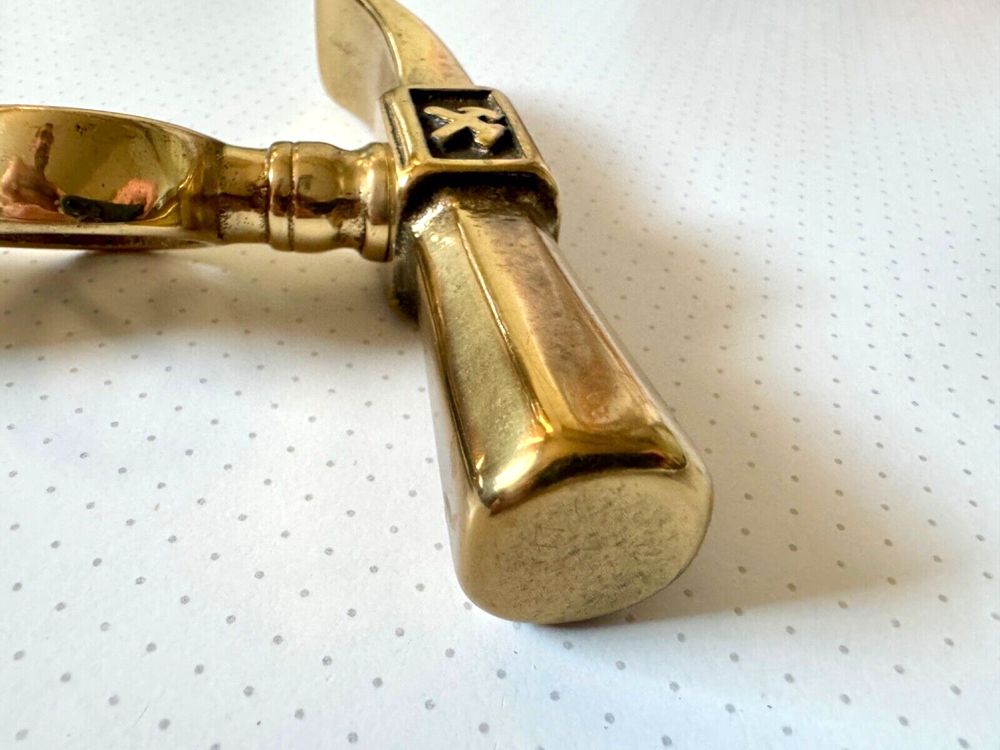 Vintage Firemans Solid Brass Claw Hammer Head Cane Handle- Engraved- Unique 50s