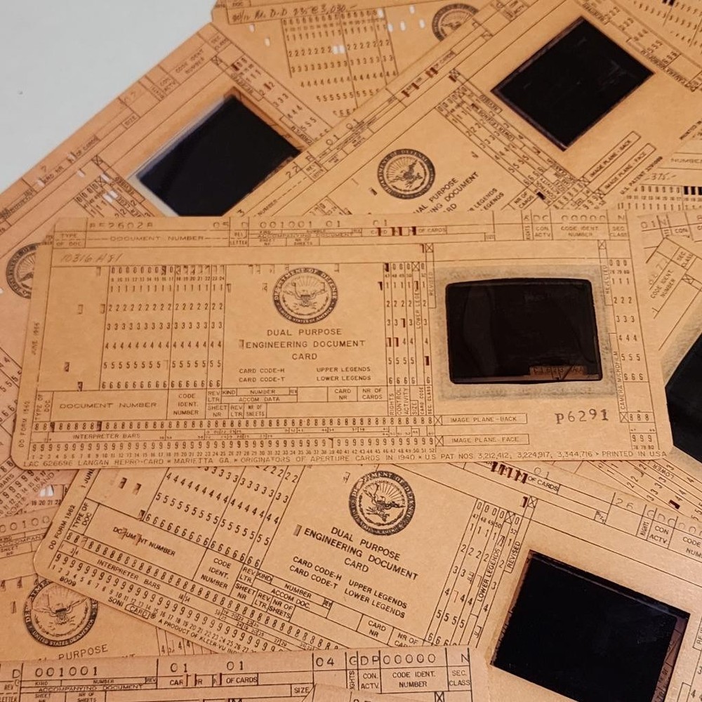 12 computer data cards engineering microfiche punch cards 1960s orange cards