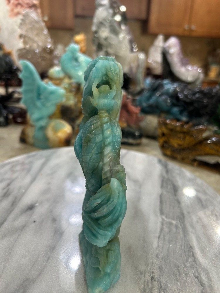 Blue Amazonite Dragon hand carved