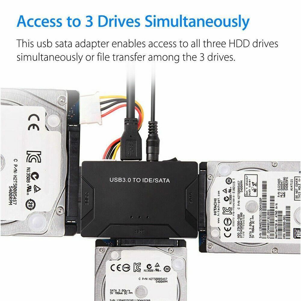 USB 3.0 to IDE & SATA Converter External Hard Drive Adapter Kit 2.5"/3.5" Cable