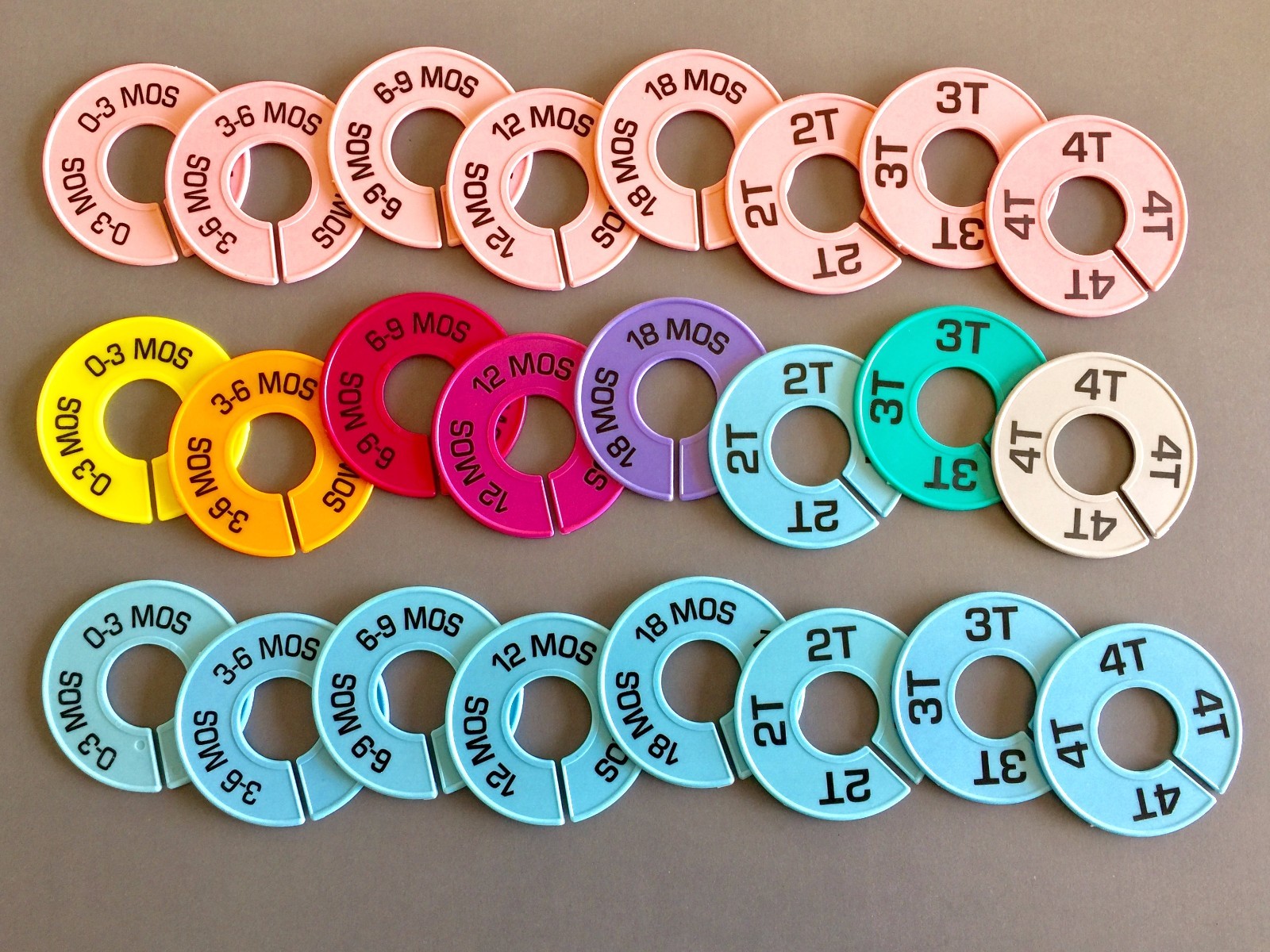 Colored Closet Rack Size Divider Organizer Set (8 PC Set) Infant Baby Toddler