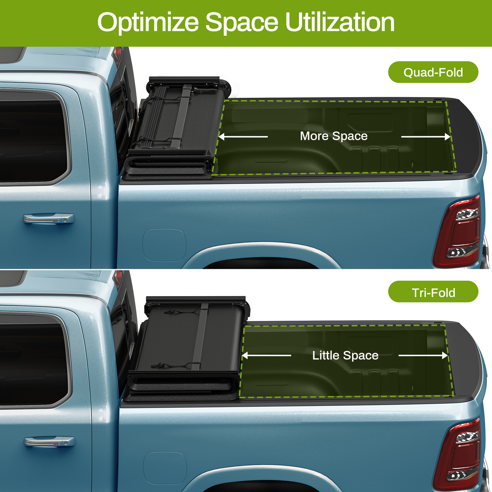 5.5FT 4-FOLD Soft Bed Tonneau Cover For 2015-2024 F150 F-150 Truck Waterproof