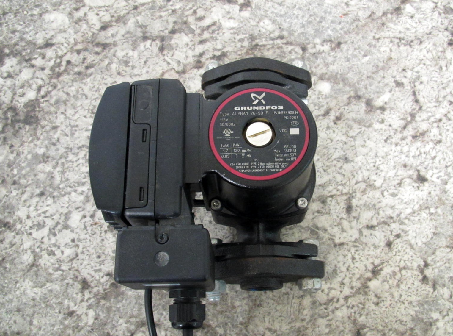 Grundfos ALPHA1 26-99 F / 99490914 1/6HP 115V ECM Variable Speed Circulator Pump