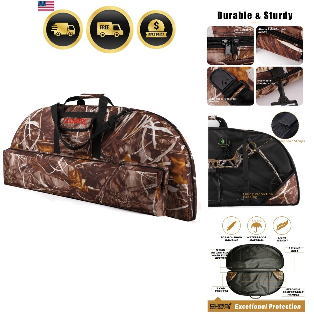 Compound Bow Case Soft Light-Weight Backpack Camo Canvas with Arrow Pocket