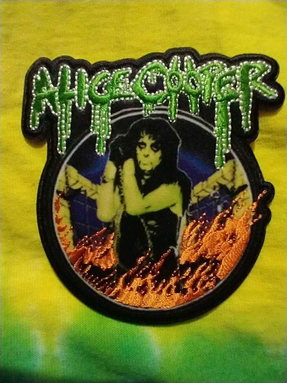 Alice Cooper In Flames 3.25 x 3 Inches Iron On Patch