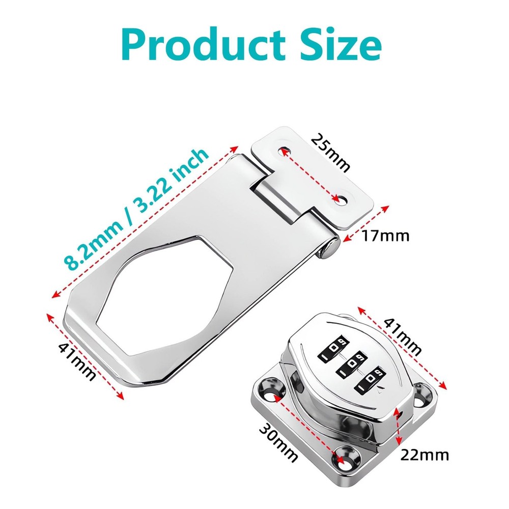 Closet Door Lock, 3-Digit Cupboard Locks with Code Keyless Combination Cabine...