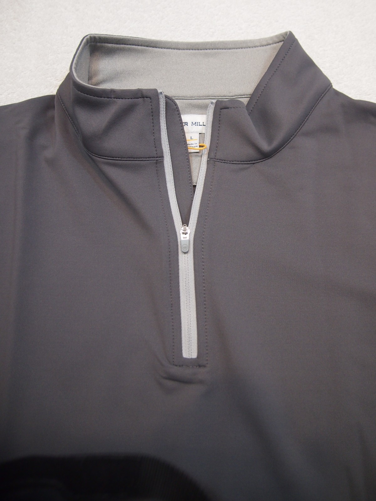 Peter Millar Quarter Zip French Terry Iron Grey Pullover Sweater NWT Large $140