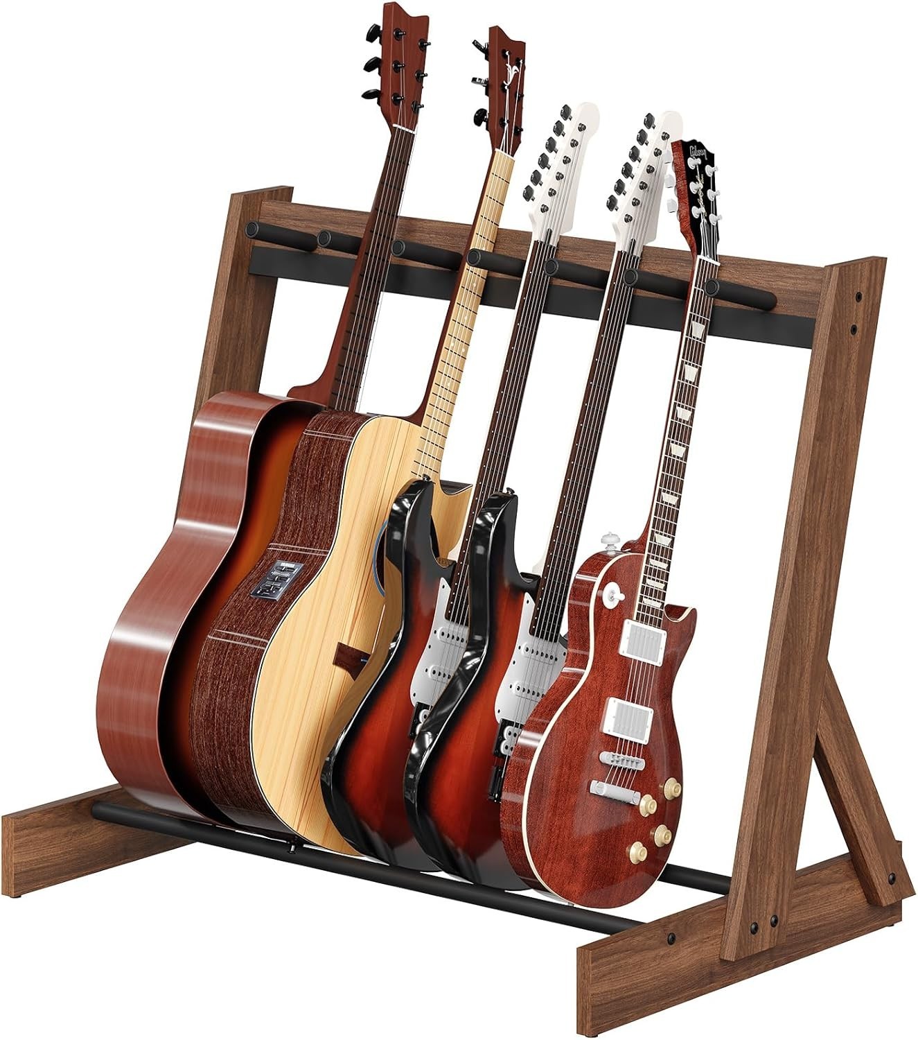 Guitar Stand, Hardwood Guitar Rack for Multiple Instruments, Multi-Guitar Sto...