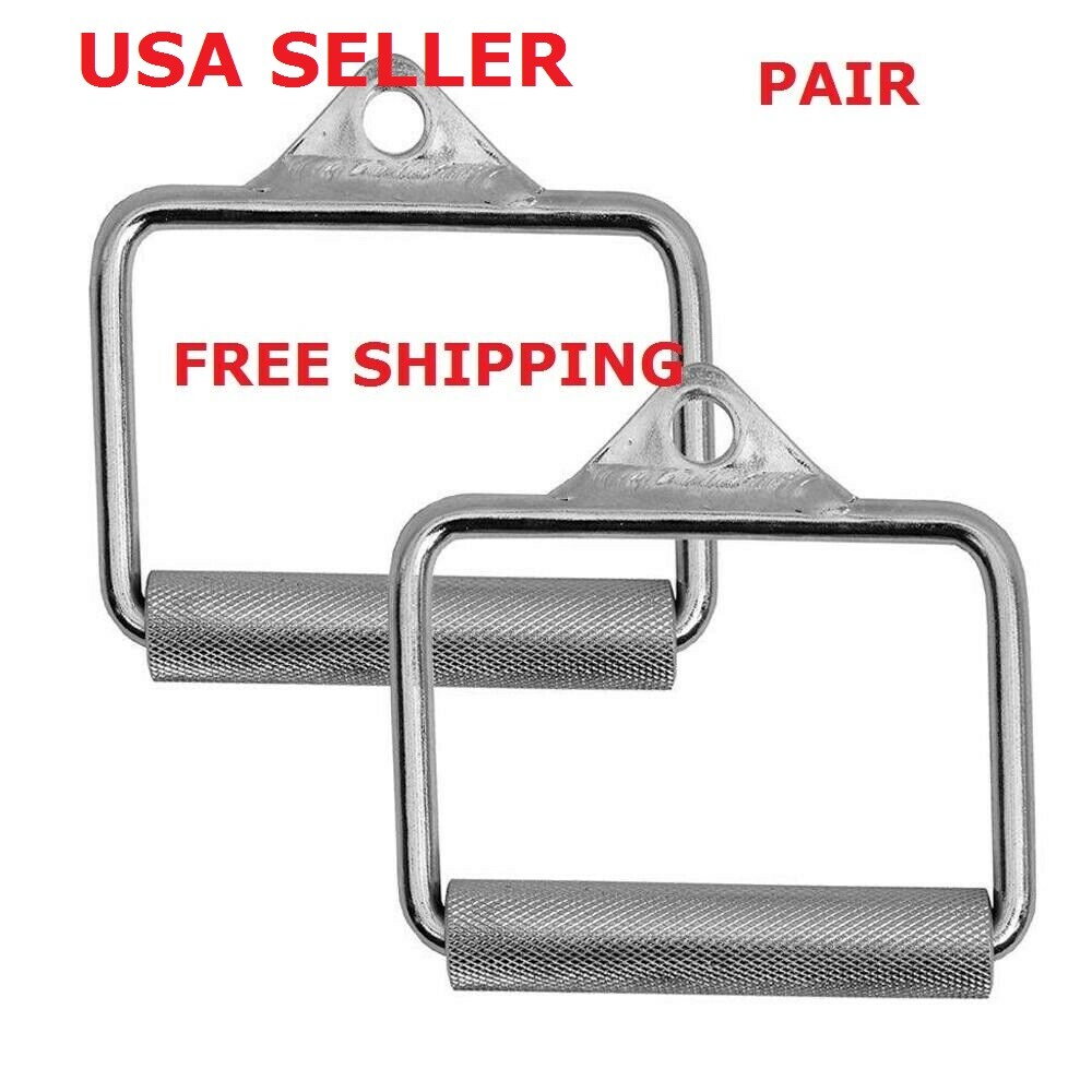 Home Gym Cable Attachment Machine Strength Exercise Chrome D-Handle Pair