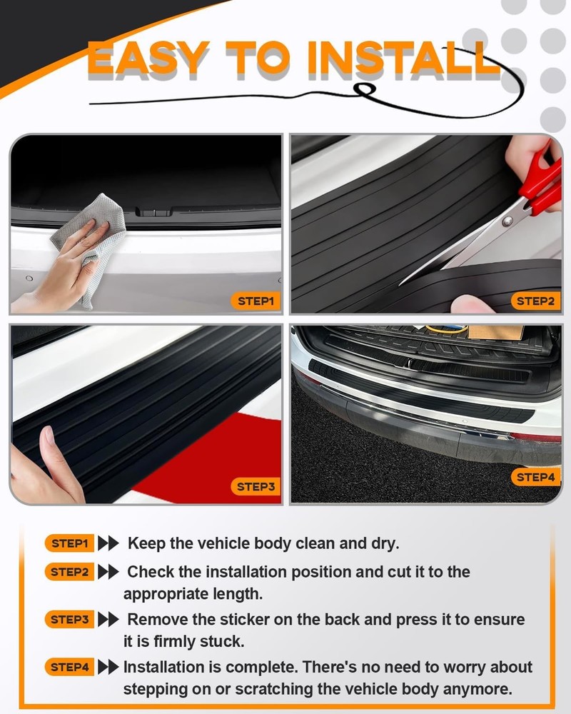 For Ford Accessories Car Rubber Rear Bumper Trunk Guard Anti-Scratch Protector