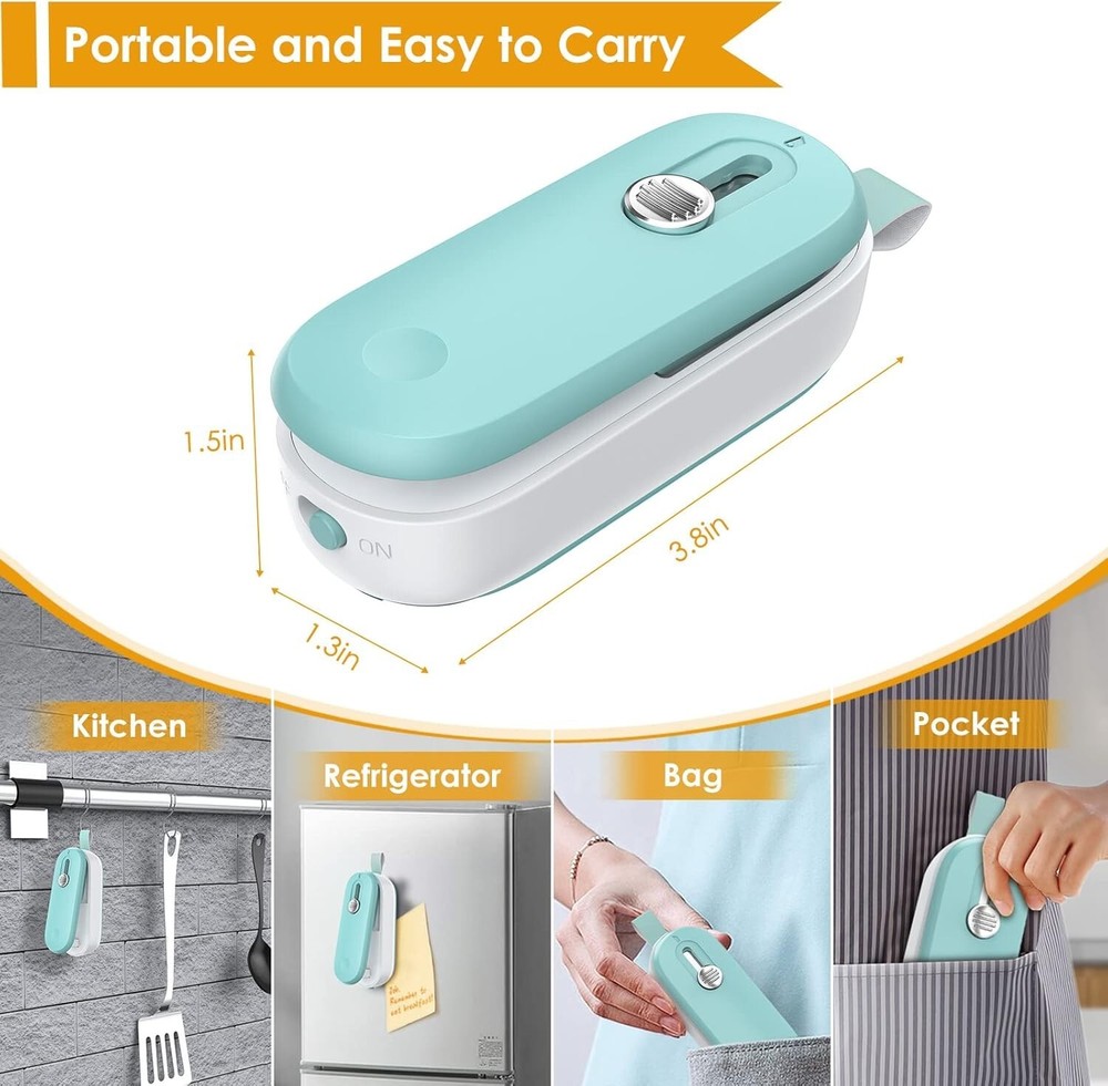 Battery-Powered Mini Sealer & Cutter - No Preheating Needed for Freshness