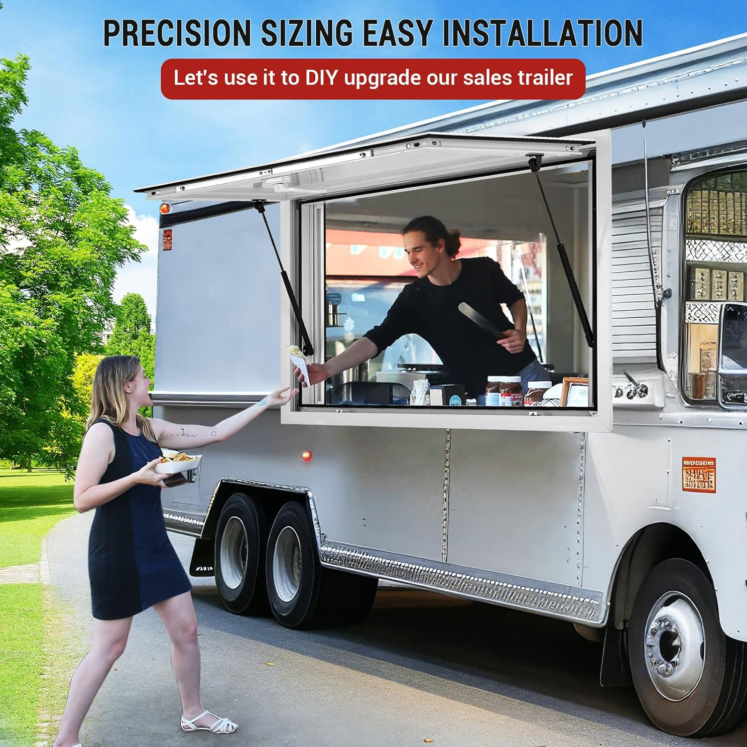 36"L x 24"W Concession Stand Serving Window with Awning Door & Sliding Windows