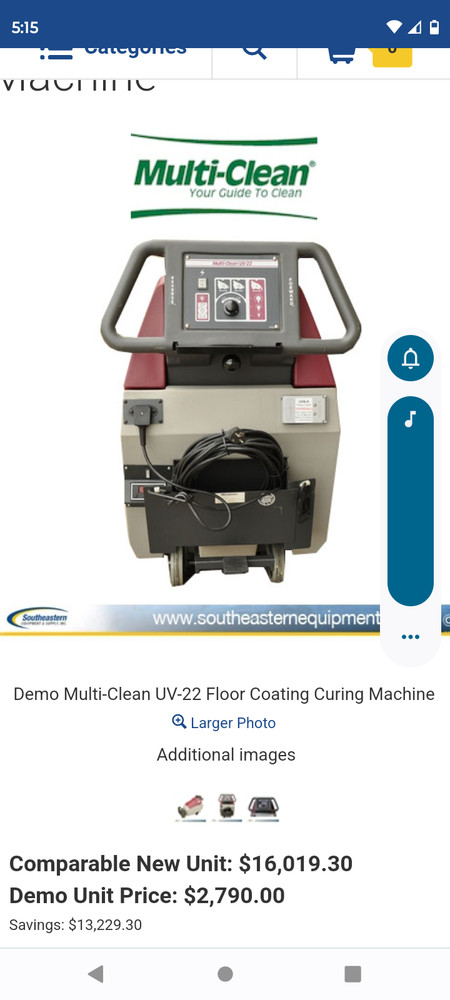 Multi-Clean UV-22/UV-8/Floor Coating Curing Machine