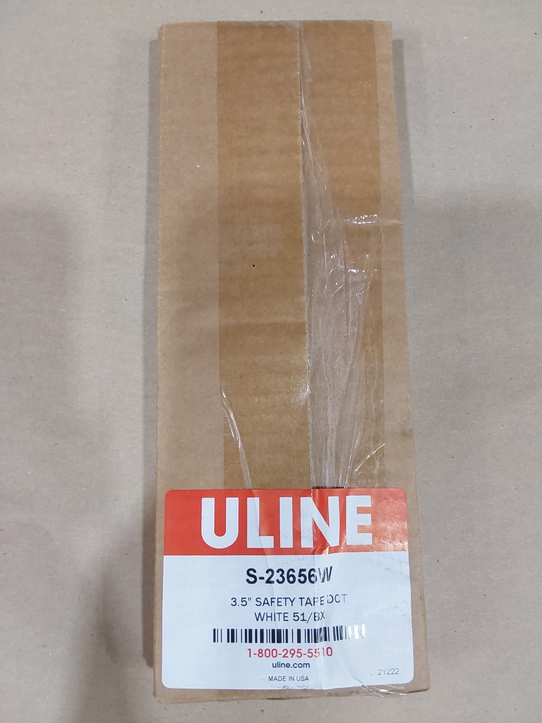 ULINE S-23656W 3.5" Safety Tape Dot White 51/box